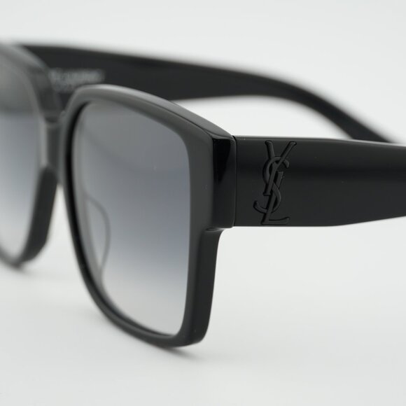 Saint Laurent SL M9 002 Sunglasses Shiny Black Square Frame, Grey Lenses main image 10